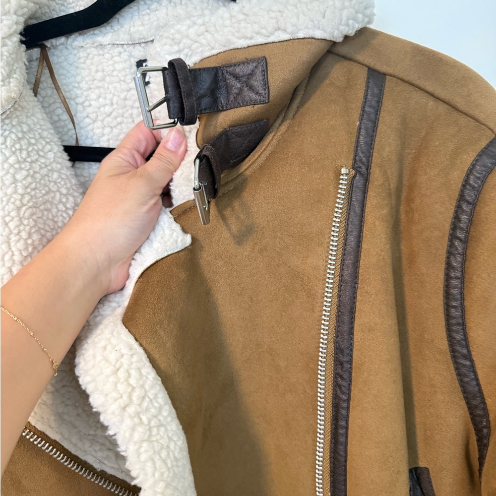 Zara Brown Shearling Fleece Jacket - Picture 3 of 8
